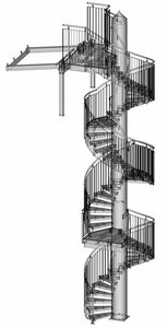 Spindeltreppe mit Stufen aus Tränenblech für Wasserrutsche im Innenbereich, C5-lackiert